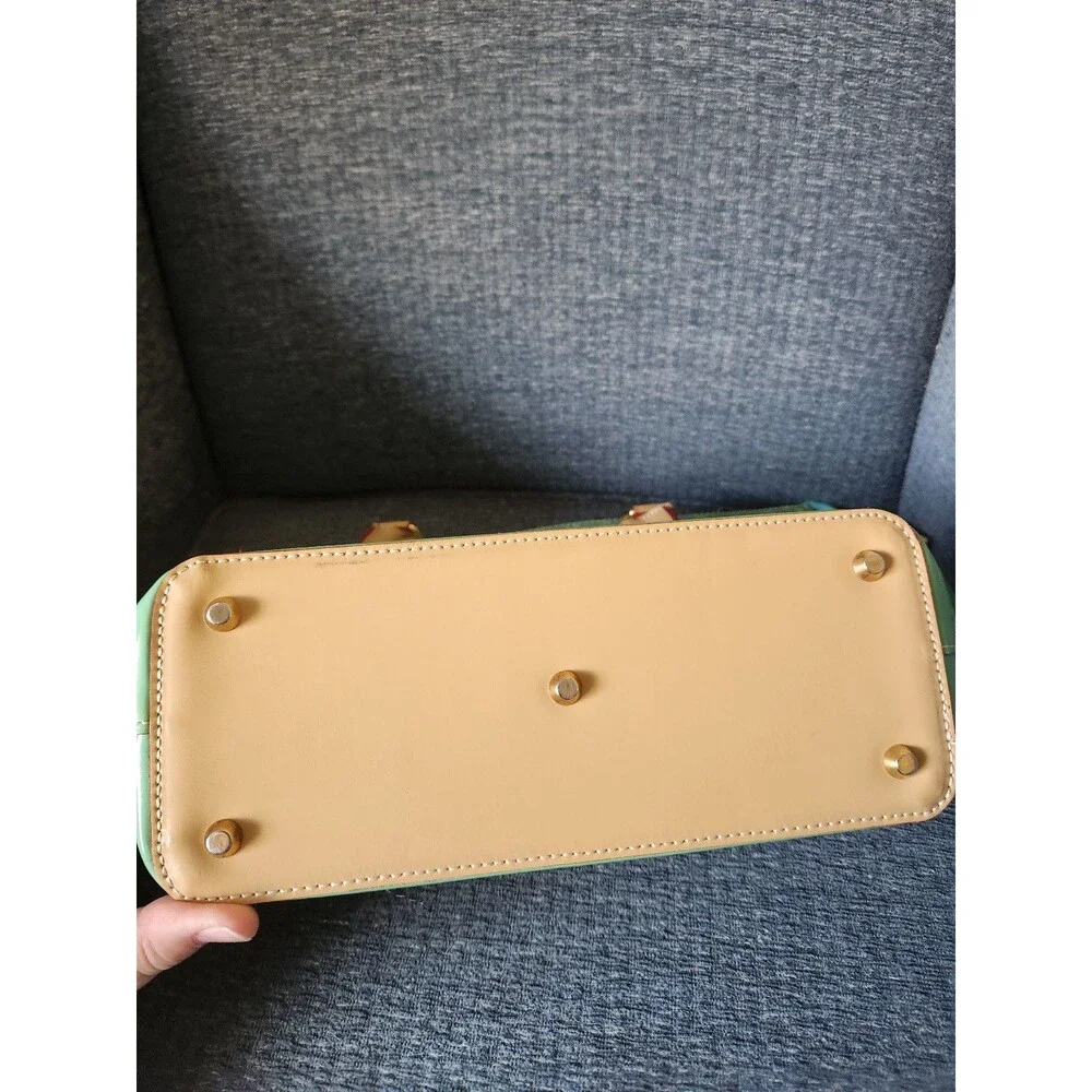 Arcadia Patent Leather Satchel Handbag in Jade Green